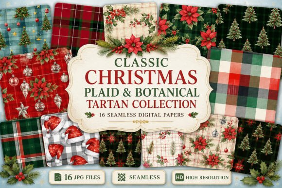 Download Classic Christmas Plaid &amp; Botanical - Premium Resources