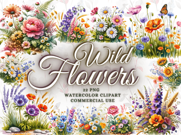 Download Watercolor Wild Flowers Clipart Png - Premium Resources