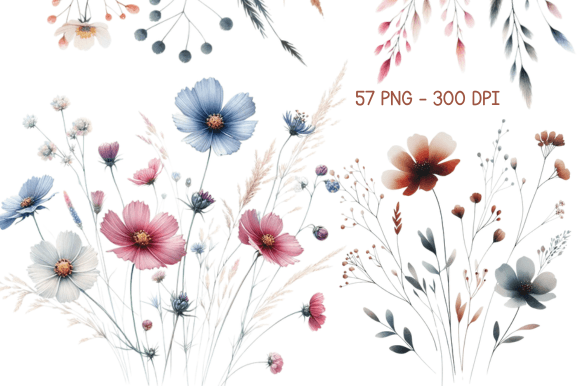 Download Watercolor Wild Flowers Sublimation PNG - Wild flowers Collection